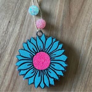 Blue and Pink Sunflower Pendant
